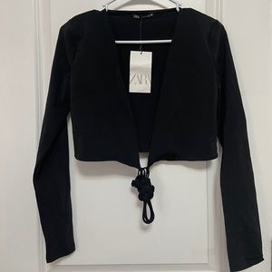 Black cropped wrap around top